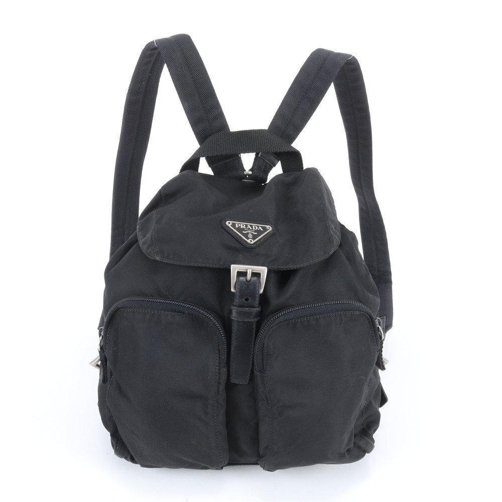 Prada Tessuto Triangle Backpack Rucksack Black Ree